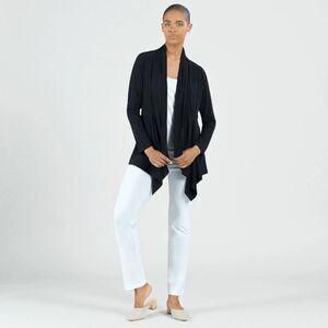Clara Sun Woo‎ Drape Tunic Cardigan Black Long Sleeve Lightweight Size Large